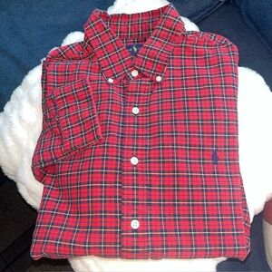 Ralph Lauren Polo Men’s Red & Black Plaid Casual Button Down Size Large Shirt